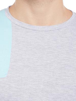 grey color block cut & sew t-shirt - 15023114 - Standard Image - 4