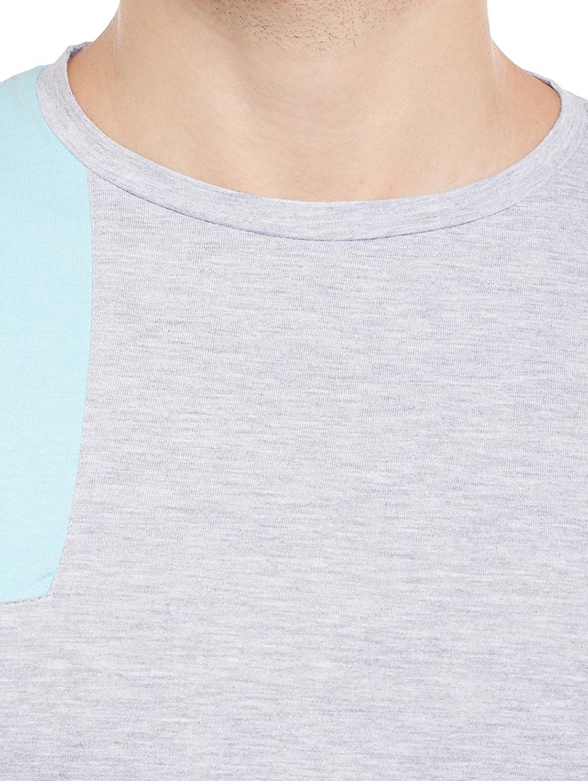 grey color block cut & sew t-shirt - 15023114 - Zoom Image - 4