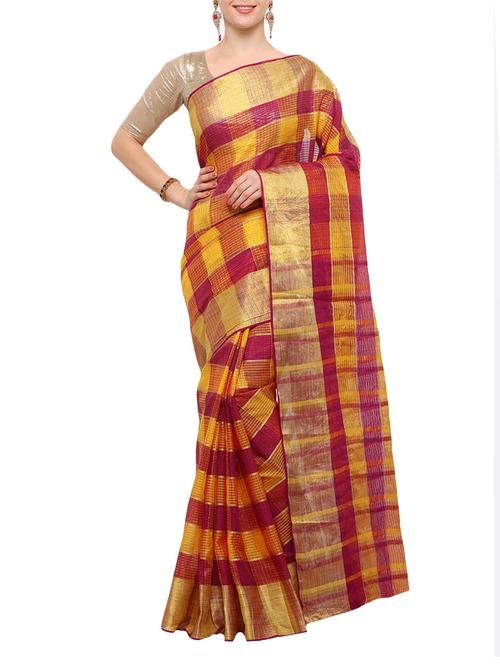 maroon art silk woven saree with blouse - 15023129 - Standard Image - 1