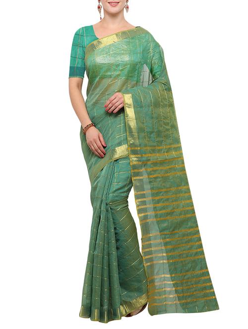 green art silk woven saree with blouse - 15023134 - Standard Image - 1