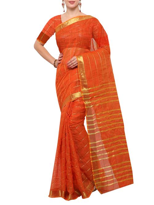 orange art silk woven saree with blouse - 15023137 - Standard Image - 1