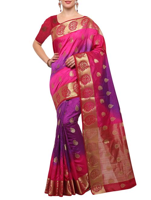 purple banarasi silk saree with blouse - 15023161 - Standard Image - 1