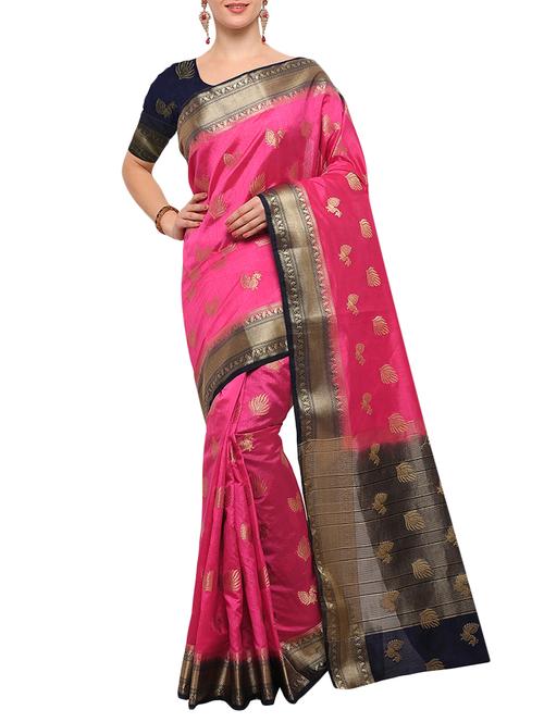pink banarasi silk saree with blouse - 15023164 - Standard Image - 1