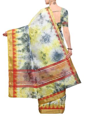 grey silk blend tie & dye saree with blouse - 15023176 - Standard Image - 2
