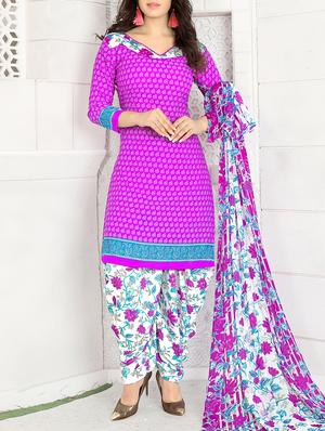 Purple patiyala suits unstitched suit - 15023323 - Standard Image - 1