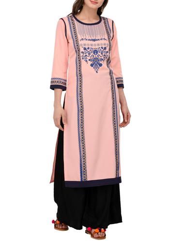 pink crepe straight kurta - 15023348 - Very Small Image - 1