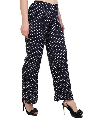 navy blue crepe palazzo - 15023440 - Standard Image - 2