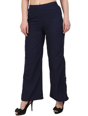navy blue crepe palazzos - 15023442 - Standard Image - 2