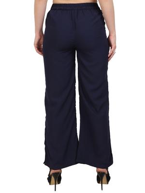 navy blue crepe palazzos - 15023442 - Standard Image - 3