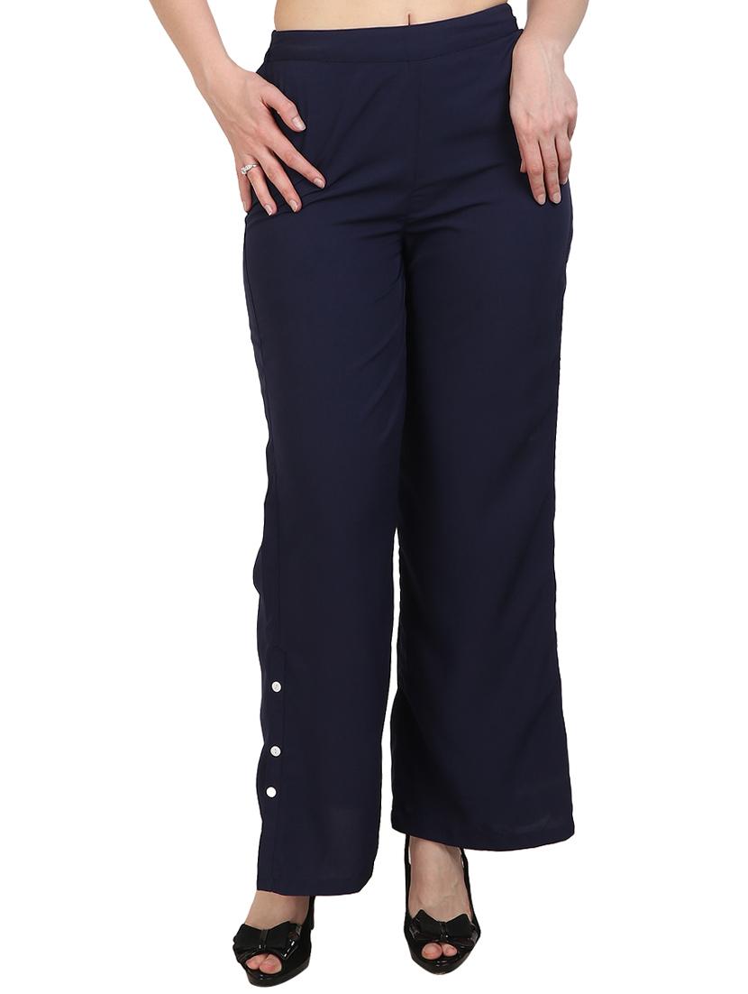 navy blue crepe palazzos - 15023442 - Zoom Image - 1