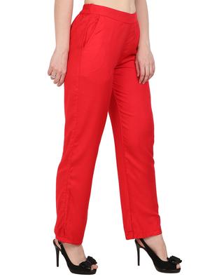 red viscose palazzos - 15023446 - Standard Image - 2