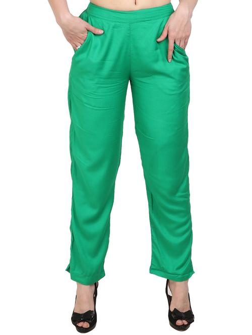 green rayon palazzo - 15023449 - Standard Image - 1