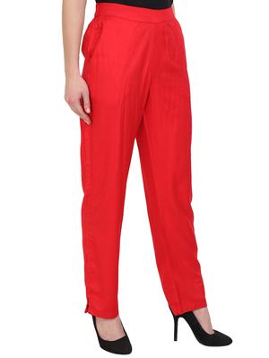 red viscose palazzos - 15023450 - Standard Image - 2