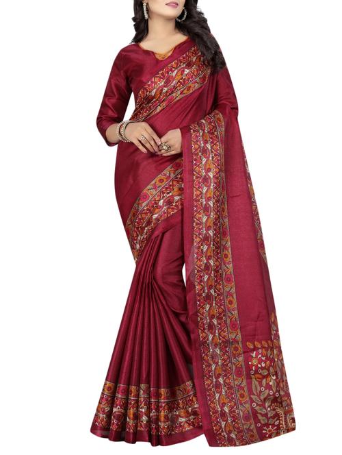 pink cotton printed saree with blouse - 15023495 - Standard Image - 1