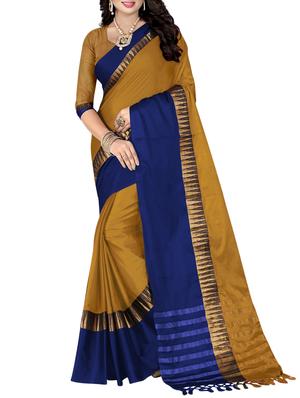 yellow cotton silk bordered saree with blouse - 15023521 - Standard Image - 1