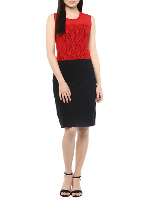 red laced sheath dress - 15023595 - Standard Image - 1