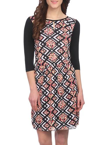 black printed cotton sheath dress - 15023599 - Very Small Image - 1