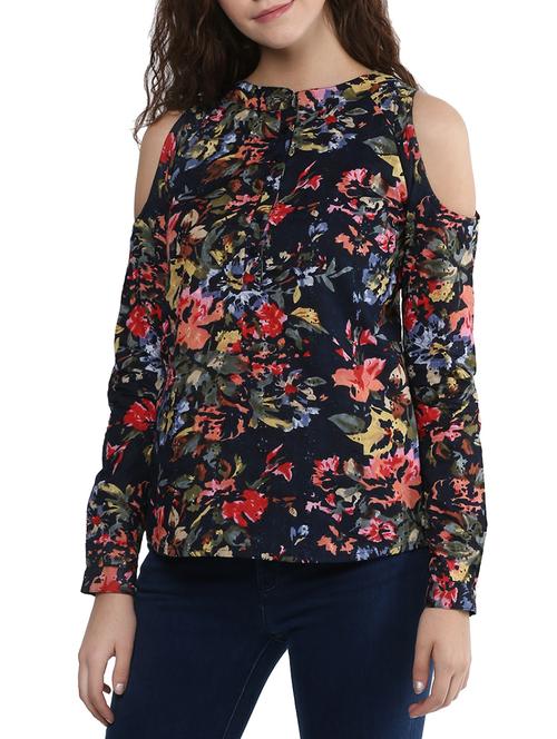 blue printed cotton top - 15023607 - Standard Image - 1