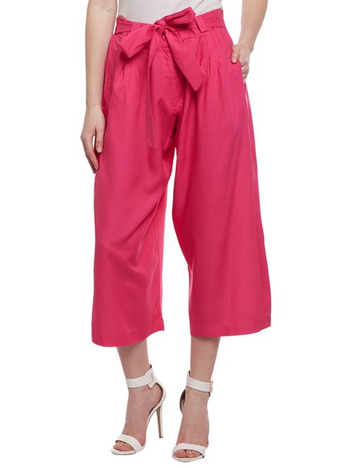 solid pink rayon culottes - 15023625 - Very Small Image - 1