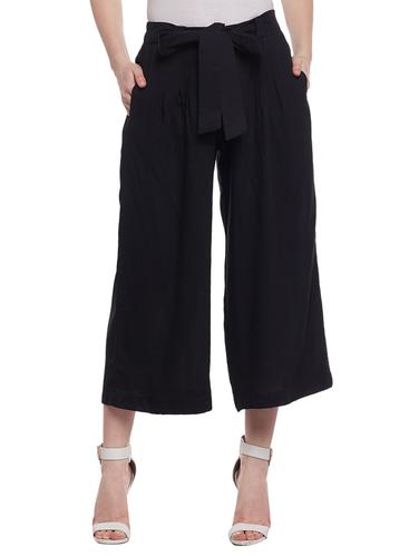 solid black rayon culottes - 15023627 - Very Small Image - 1