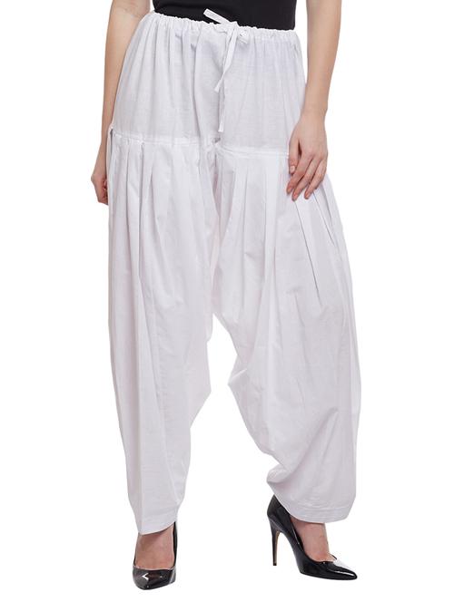 white cotton patiyala salwars - 15023628 - Very Small Image - 1