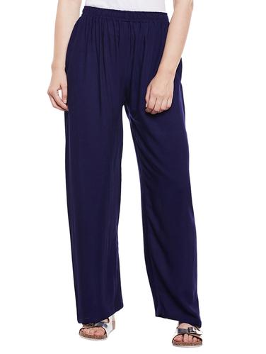 navy blue rayon palazzos - 15023631 - Very Small Image - 1
