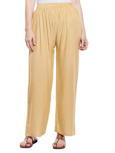 solid beige rayon palazzo - 15023632 - Very Small Image - 1