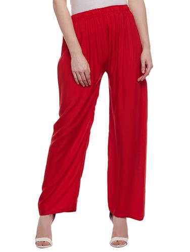 solid red rayon palazzo - 15023634 - Very Small Image - 1