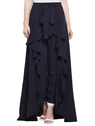 navy blue crepe ruffled palazzo - 15023644 - Very Small Image - 1