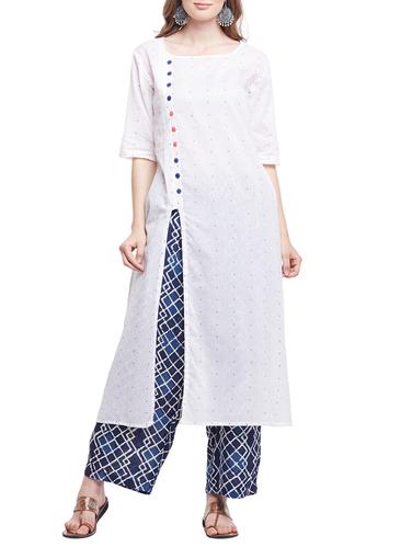 white cotton kurta palazzo set - 15023659 - Very Small Image - 1