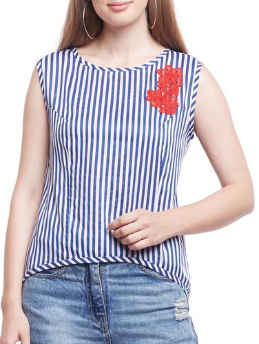 navy blue rayon asymmetric top - 15023665 - Very Small Image - 1