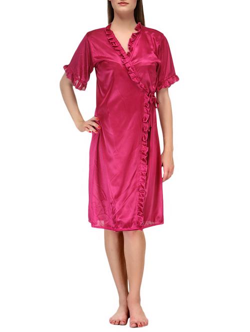 pink satin sleepwear robe - 15023788 - Standard Image - 1