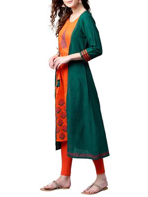 green cotton aline kurta - 15023838 - Standard Image - 2