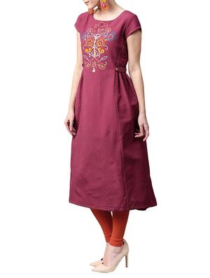 pink cotton aline kurta - 15023844 - Standard Image - 2