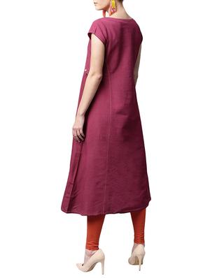 pink cotton aline kurta - 15023844 - Standard Image - 3