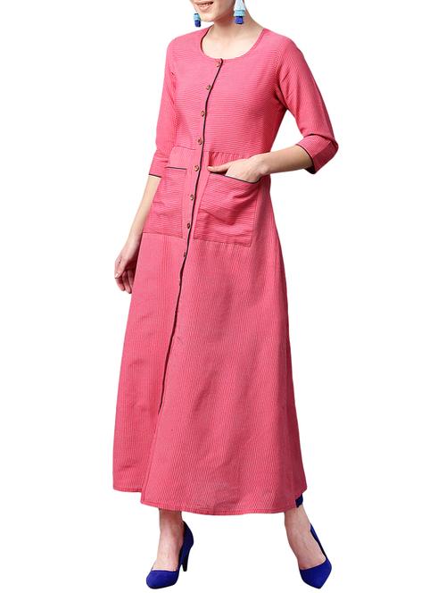pink cotton solid kurta - 15023847 - Standard Image - 1