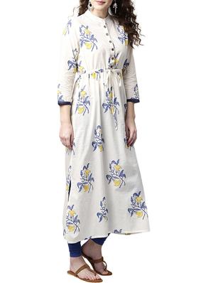 white cotton a-line kurta - 15023870 - Standard Image - 2