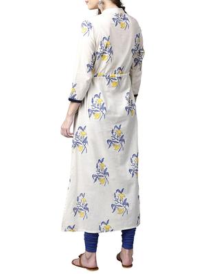 white cotton a-line kurta - 15023870 - Standard Image - 3