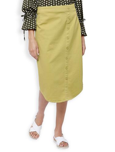 solid green cotton straight skirt - 15023897 - Very Small Image - 1