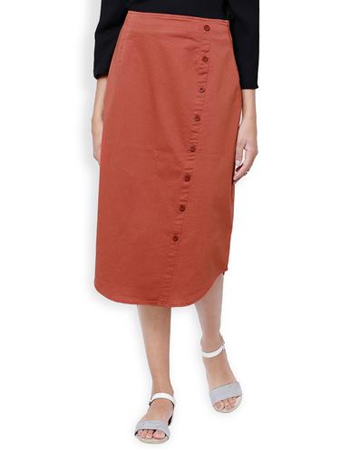 solid red cotton straight skirt - 15023898 - Very Small Image - 1