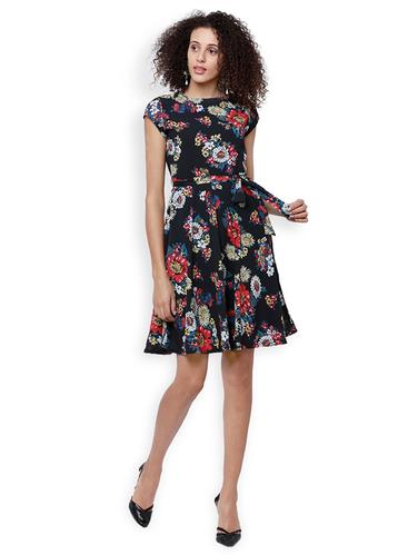 black floral belted dress - 15023946 - Very Small Image - 1