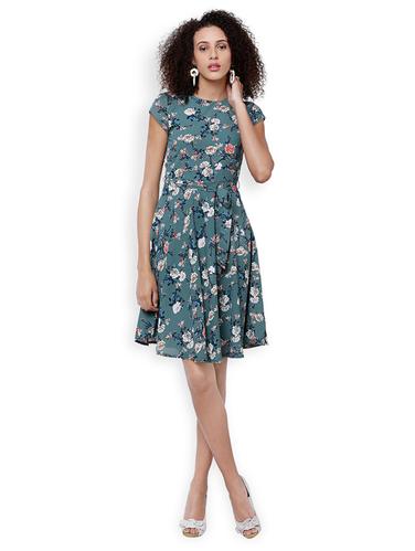 blue floral belted dress - 15023949 - Very Small Image - 1
