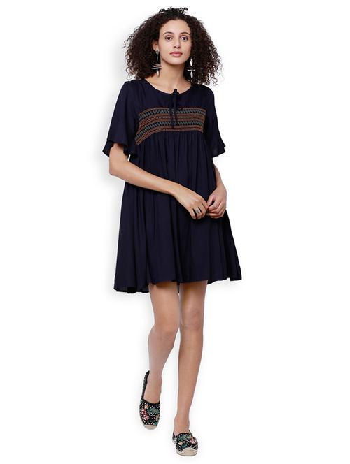 navy blue flared dress - 15023950 - Very Small Image - 1