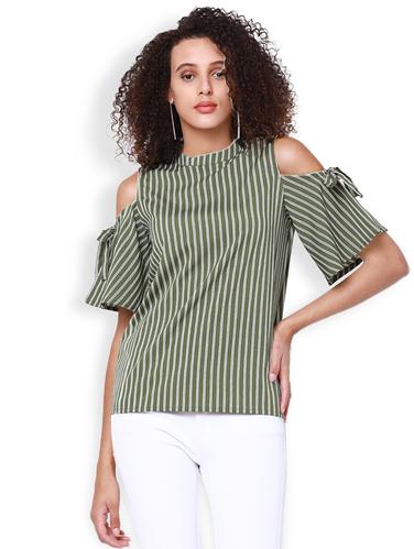 green striped cold shoulder top - 15023975 - Very Small Image - 1