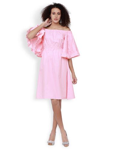 pink striped off shoulder dress - 15024178 - Very Small Image - 1