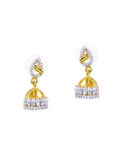 gold metal jhumka earrings - 15024216 - Very Small Image - 1