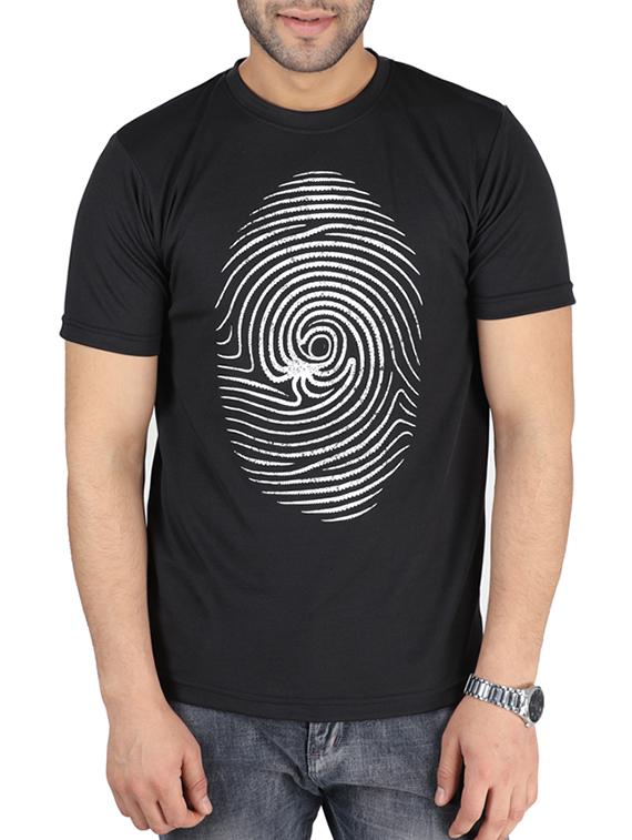 black cotton chest print t-shirt - 15024285 - Zoom Image - 1