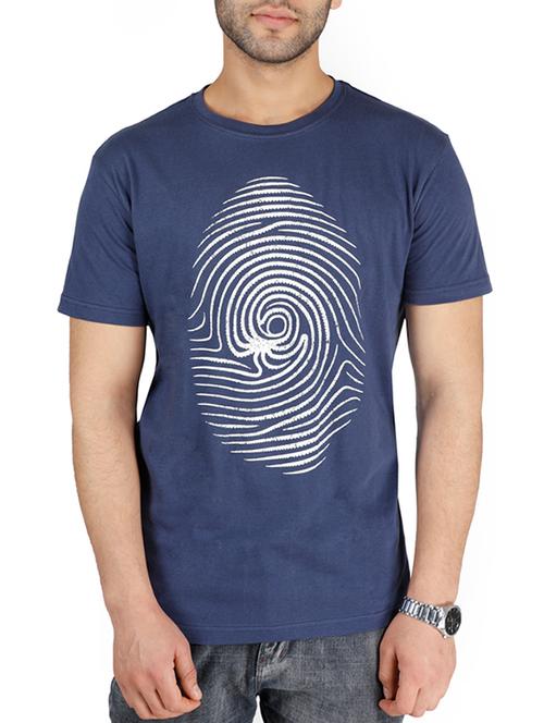 blue cotton chest print t-shirt - 15024286 - Standard Image - 1