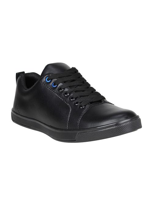 black leatherette lace up sneaker - 15024338 - Standard Image - 1