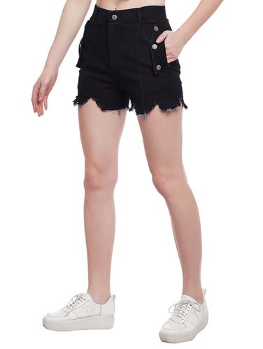 solid black denim shorts - 15024380 - Very Small Image - 1